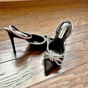 Steve Madden Black Stiletto Heels with Silver Accents